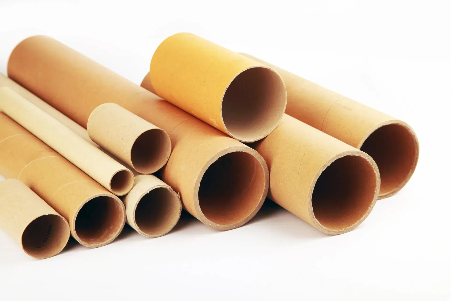 Custom paper tubes and cores stacked in a pyramid