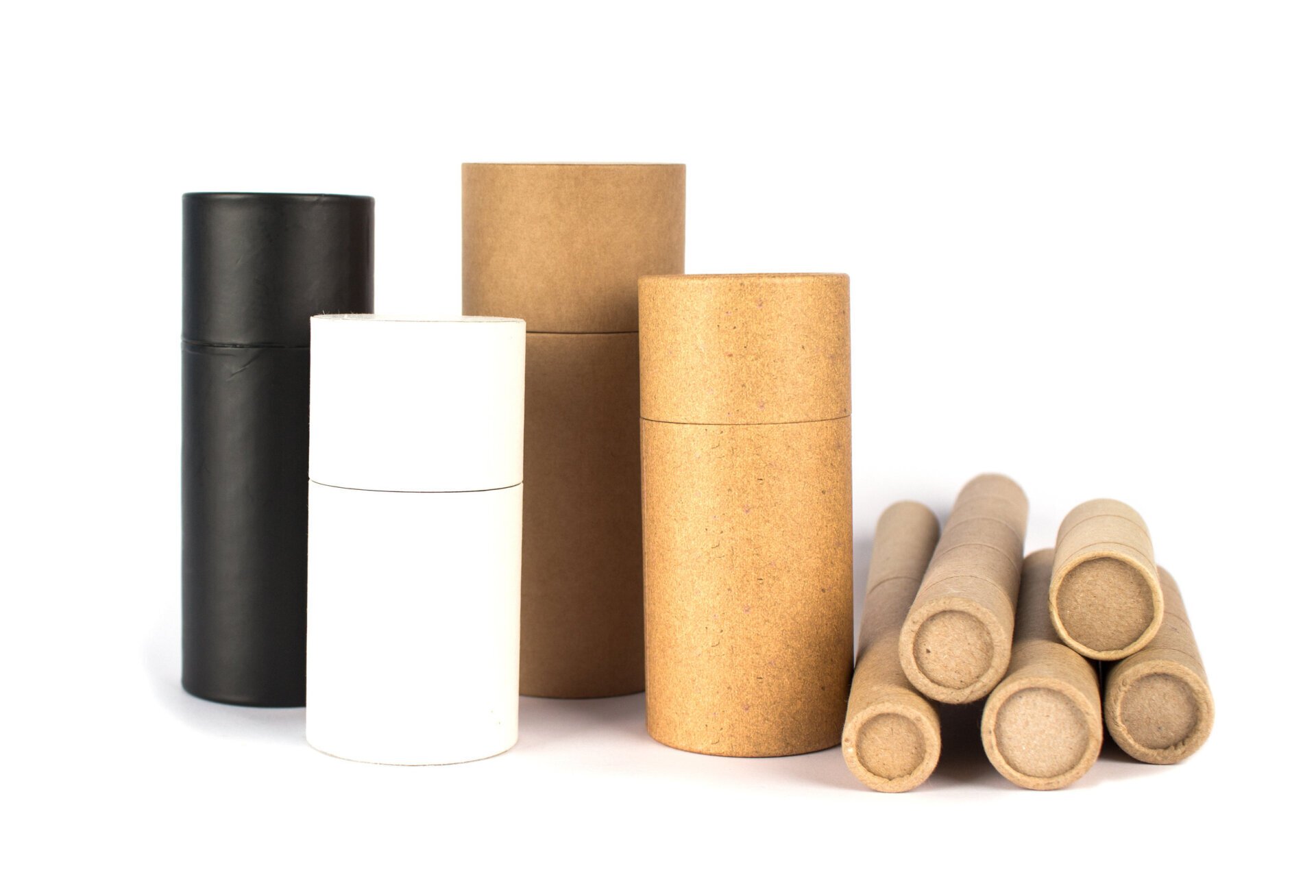 Custom paper tubes and cores in kraft, white and black finishes, made to order in New Hampshire