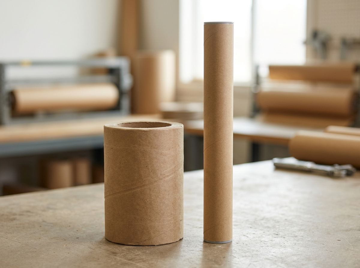 Paper core and paper tube compared side by side