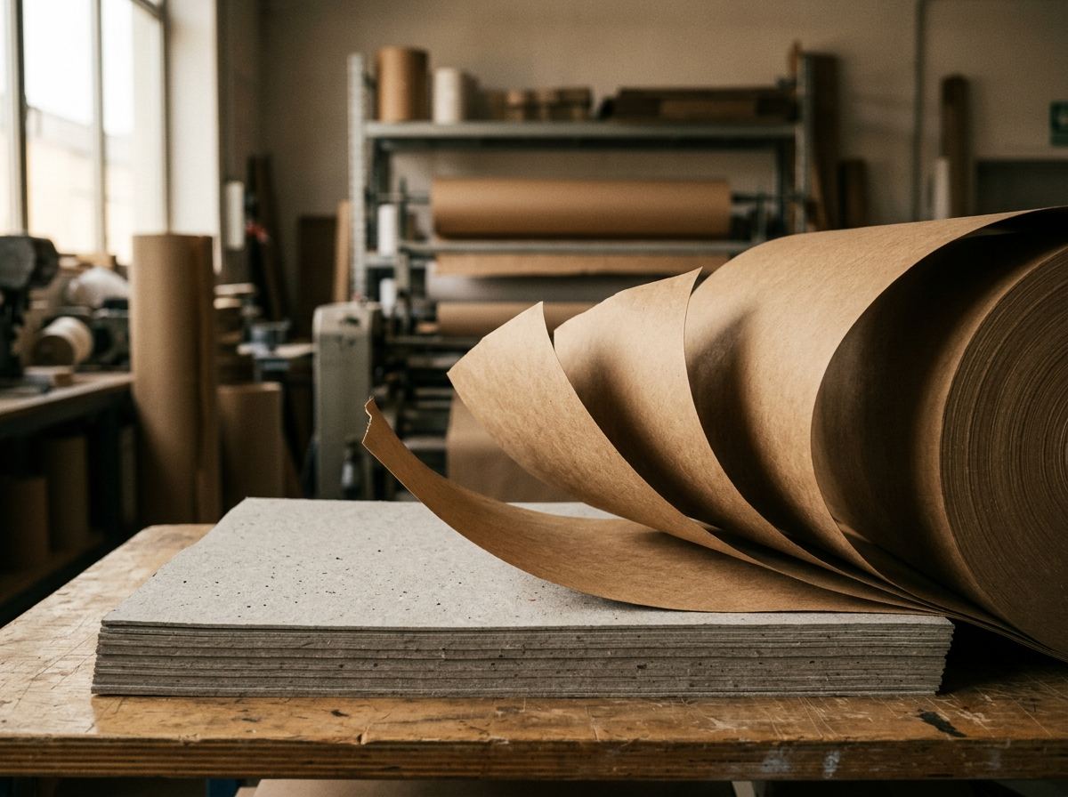Recycled paperboard plies feeding into spiral tube winding